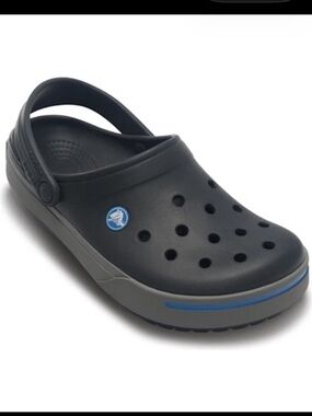 CROCS Crocband II Clog in Black with Gray and Blue Trim